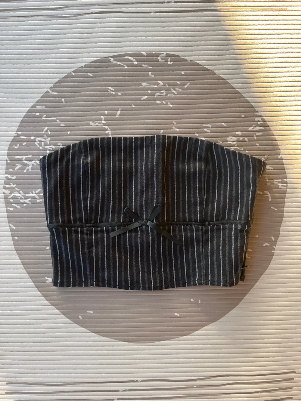 Black Pinstriped Tube Top with Bow